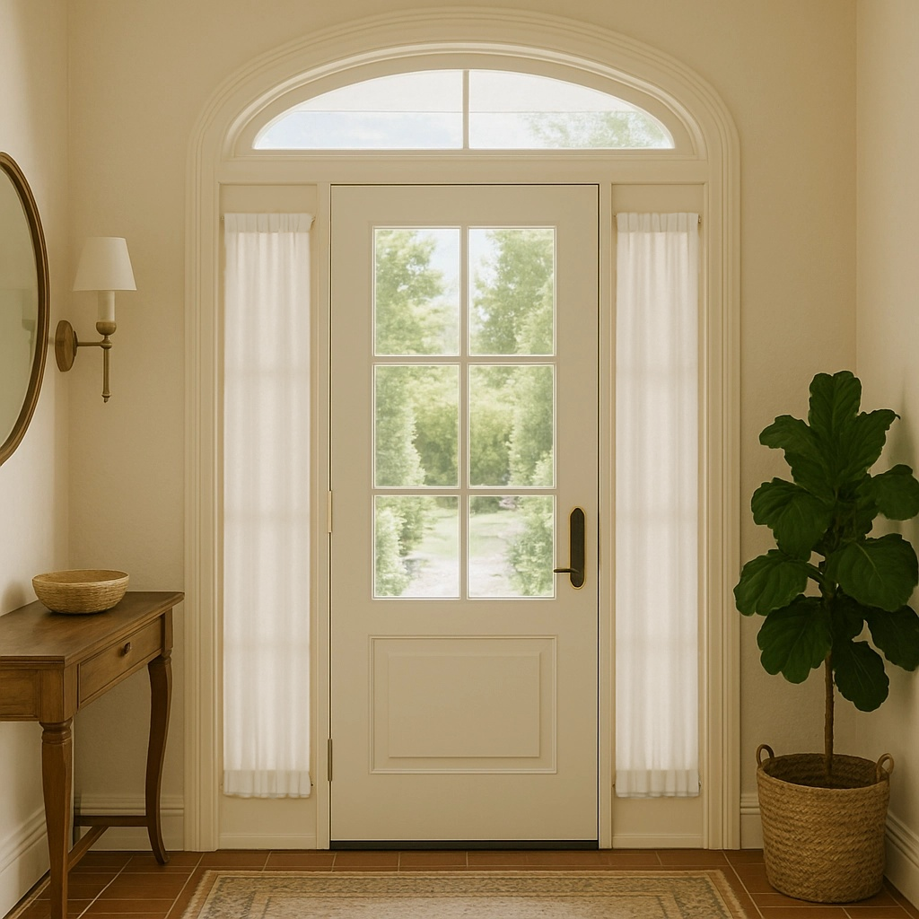 Off-white sidelight curtains