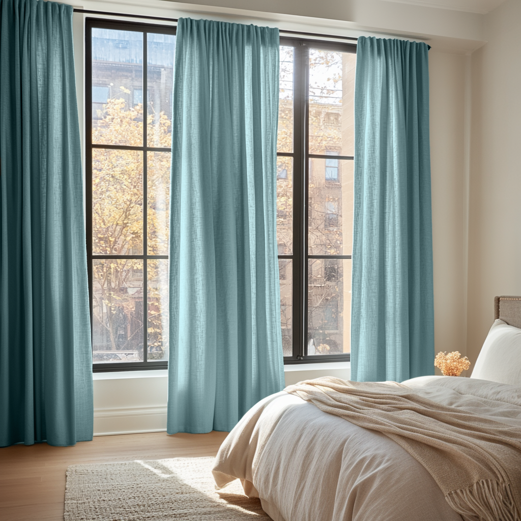 Aquamarine Light Blue Bedroom Curtains