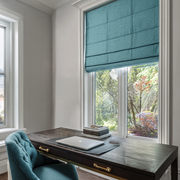 Aquamarine Linen Roman Shades - Blackout Lining