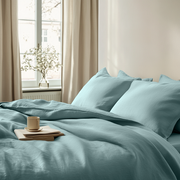 Aquamarine Blue Linen Duvet Cover Set