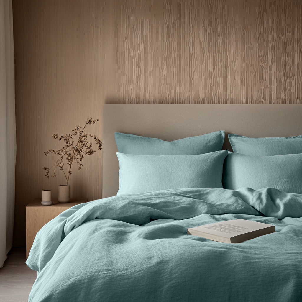 Aquamarine Blue Linen Duvet Cover Set
