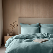 Aquamarine Blue Linen Duvet Cover Set