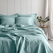 Aquamarine Blue Linen Flat Sheet