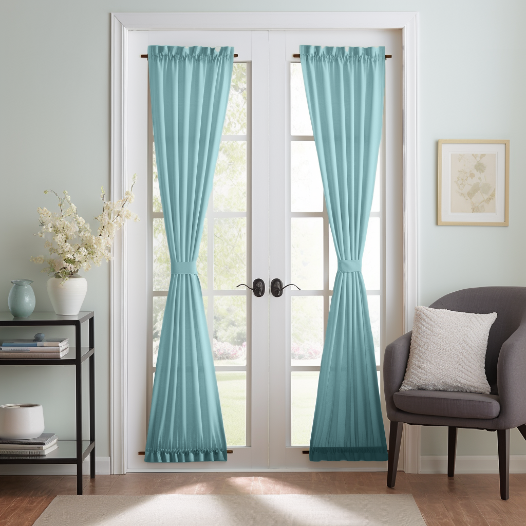 Aquamarine Blue Linen French Door Curtain Panel - Custom Colors & Sizes - Unlined, Cotton or Blackout Lining