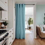 Aquamarine Blue Linen Doorway Curtains with Grommets