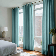 Aquamarine Linen Grommet Curtains