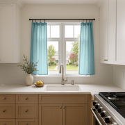 Aquamarine Linen Kitchen Curtains