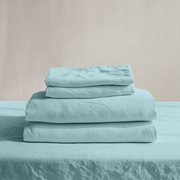 Aquamarine Blue Washed Linen Sheet Set
