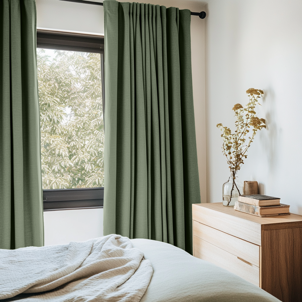 Asparagus Green Bedroom Curtains