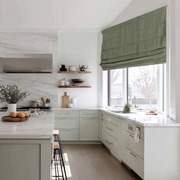 Asparagus Green Linen Roman Shades - Blackout Lining