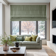 Asparagus Green Linen Blackout Roman Shades