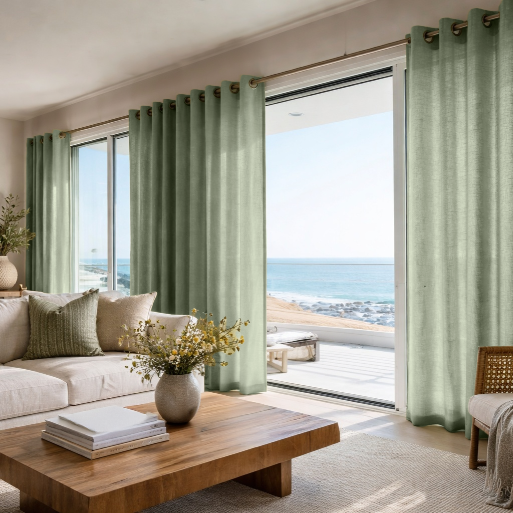 Asparagus Linen Grommet Curtain