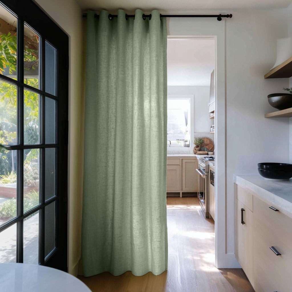 Asparagus Linen Doorway Curtains with Grommets