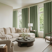 Asparagus Green Linen Thermal Curtains with Multitape