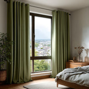 Asparagus Green Linen Thermal Grommet Curtains