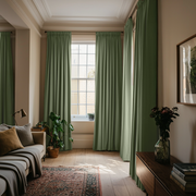 Asparagus Green Linen Thermal Pencil Pleat Curtains