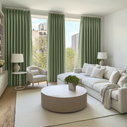 Asparagus Green Linen Thermal Pinch Pleat Curtains