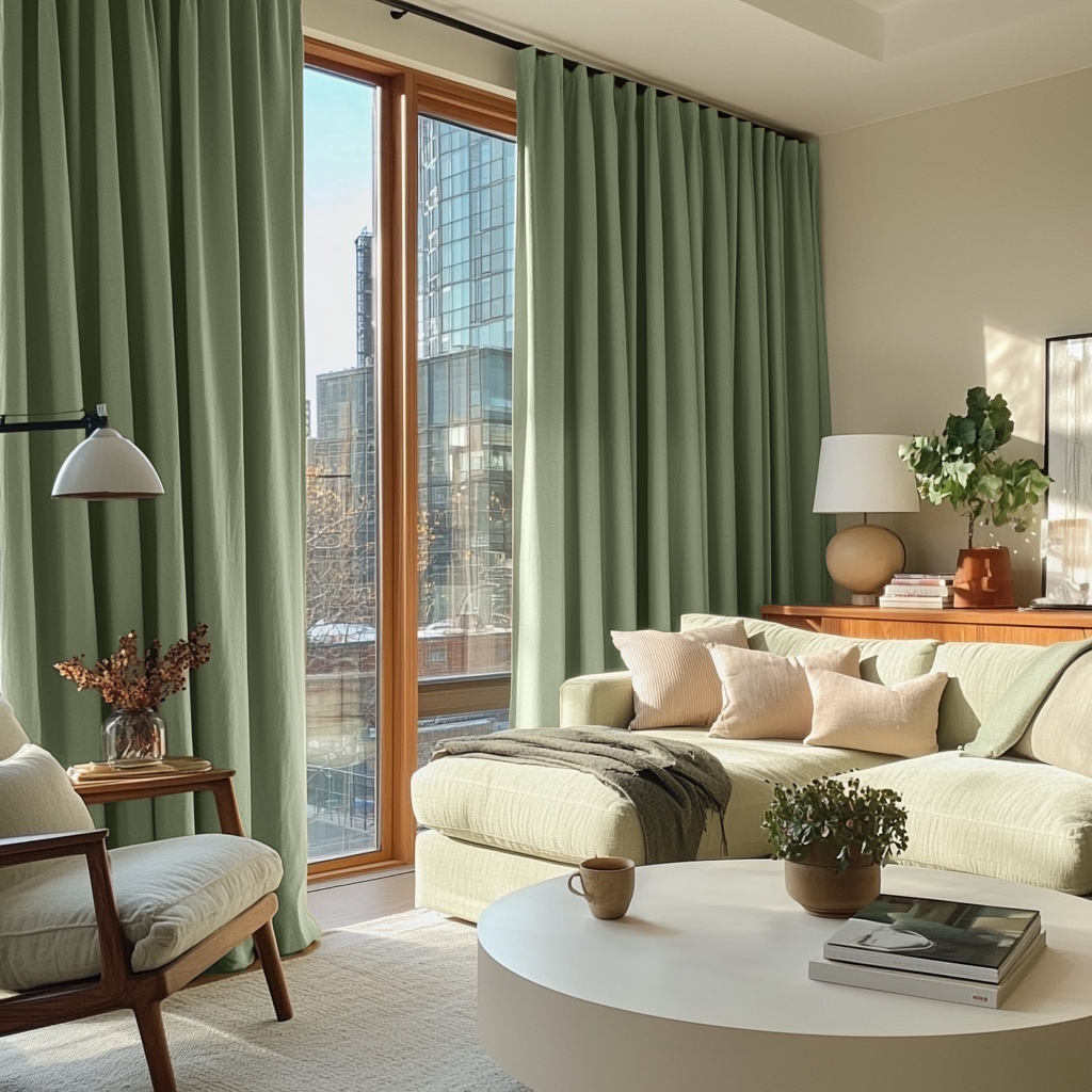 Asparagus Green Linen Thermal S-Fold Curtains