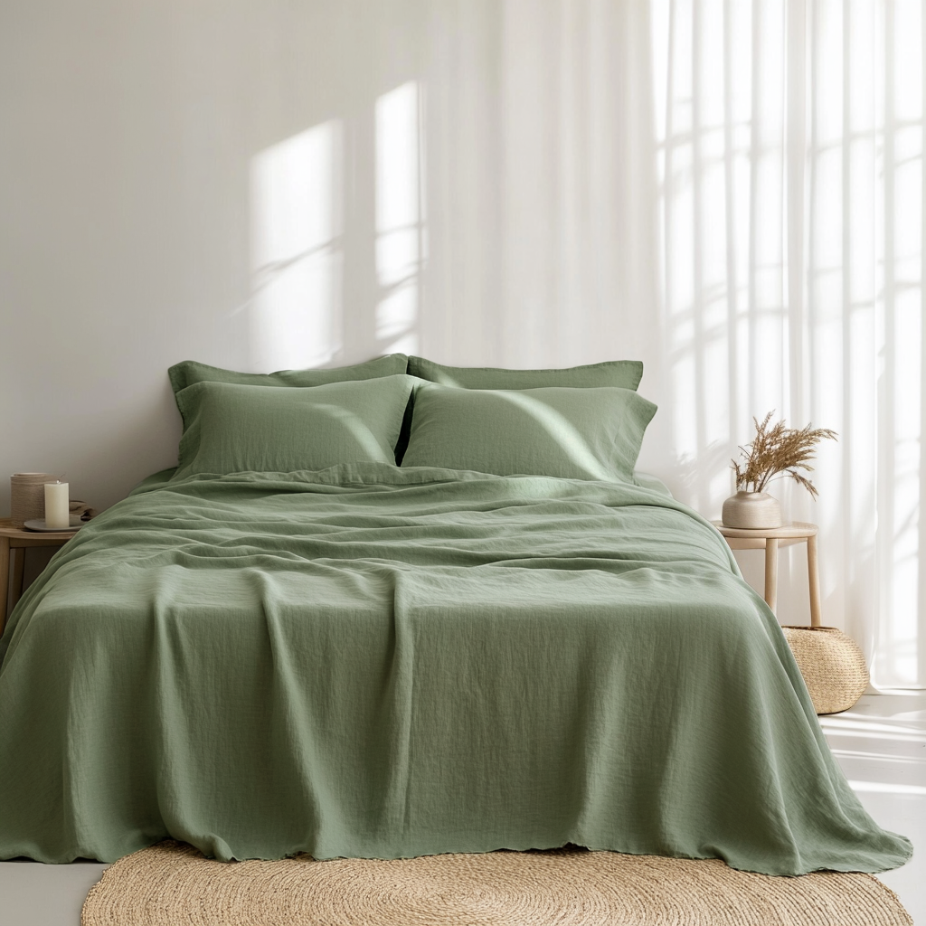 Asparagus Green Linen Top Sheet