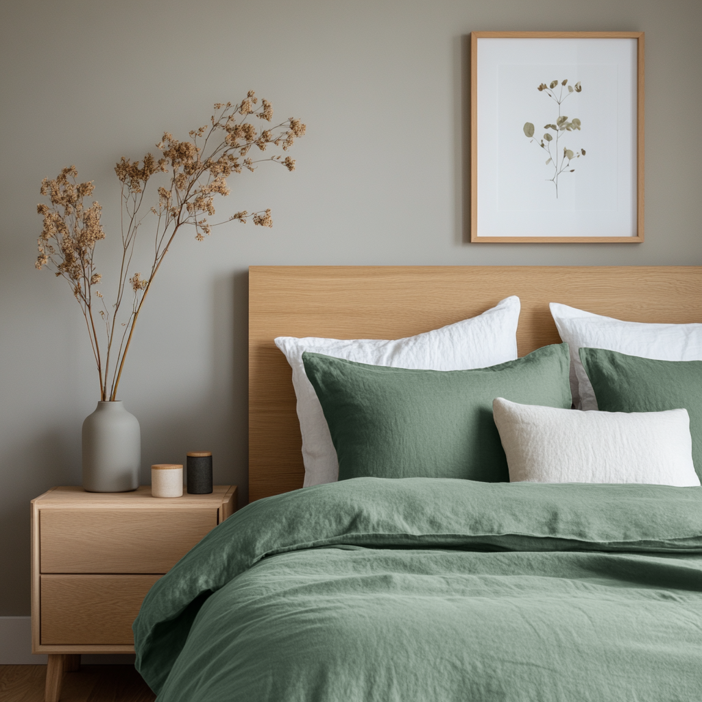 Asparagus Green Linen Duvet Cover