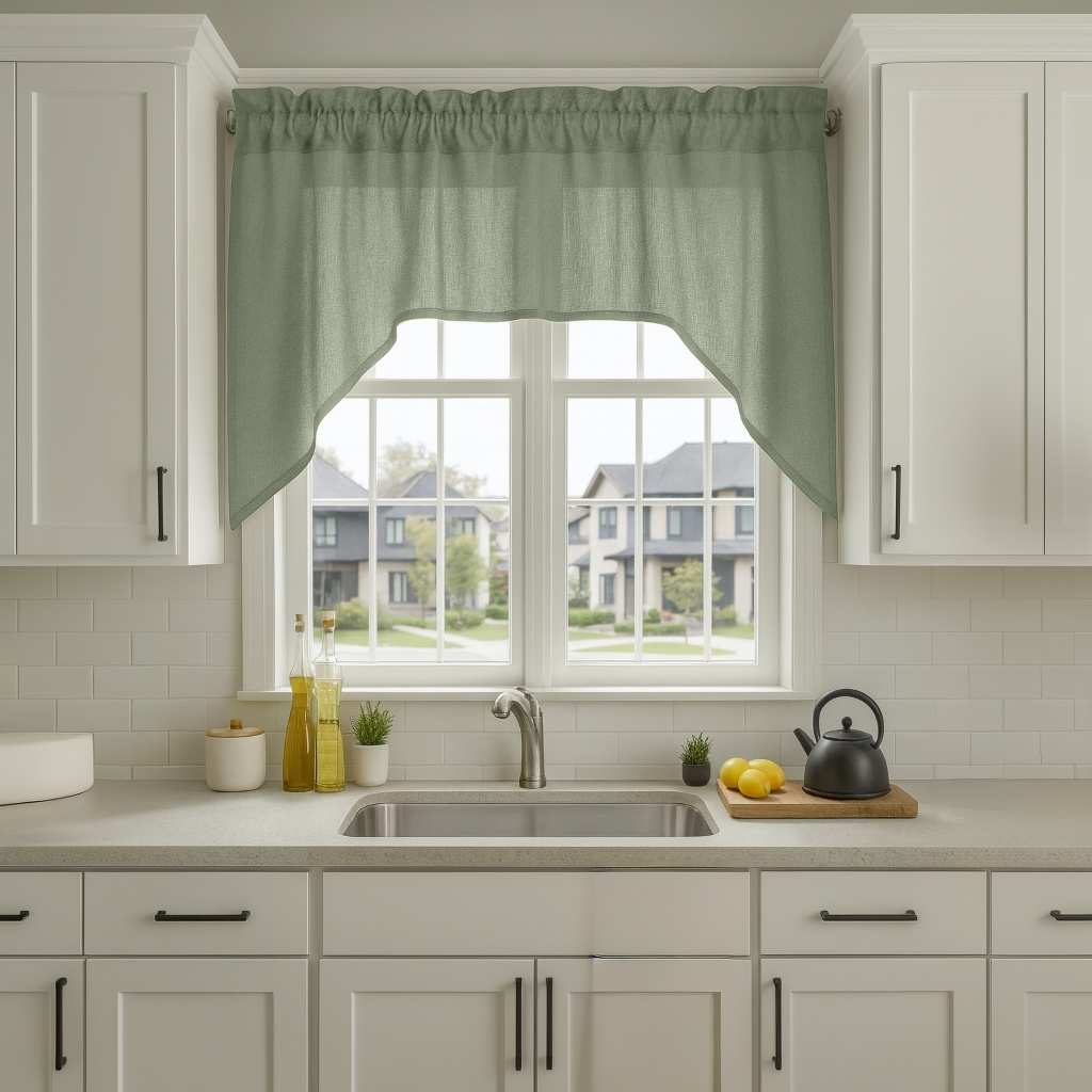 Asparagus Green Linen Swag Valance Curtain
