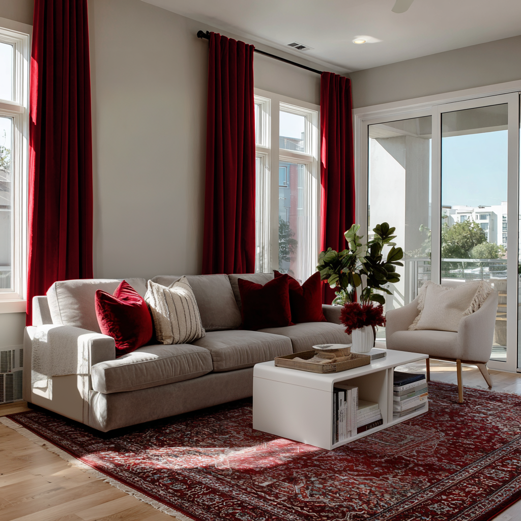 Classic Red Velvet Blackout Back Tab Curtains