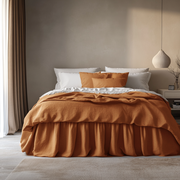 Clay Heavy Weight Linen Bed Skirt with Gathered Ruffles