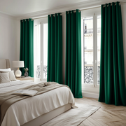 Emerald Green Velvet Grommet Blackout Curtain