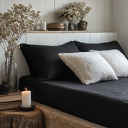 Black Linen Fitted Sheet