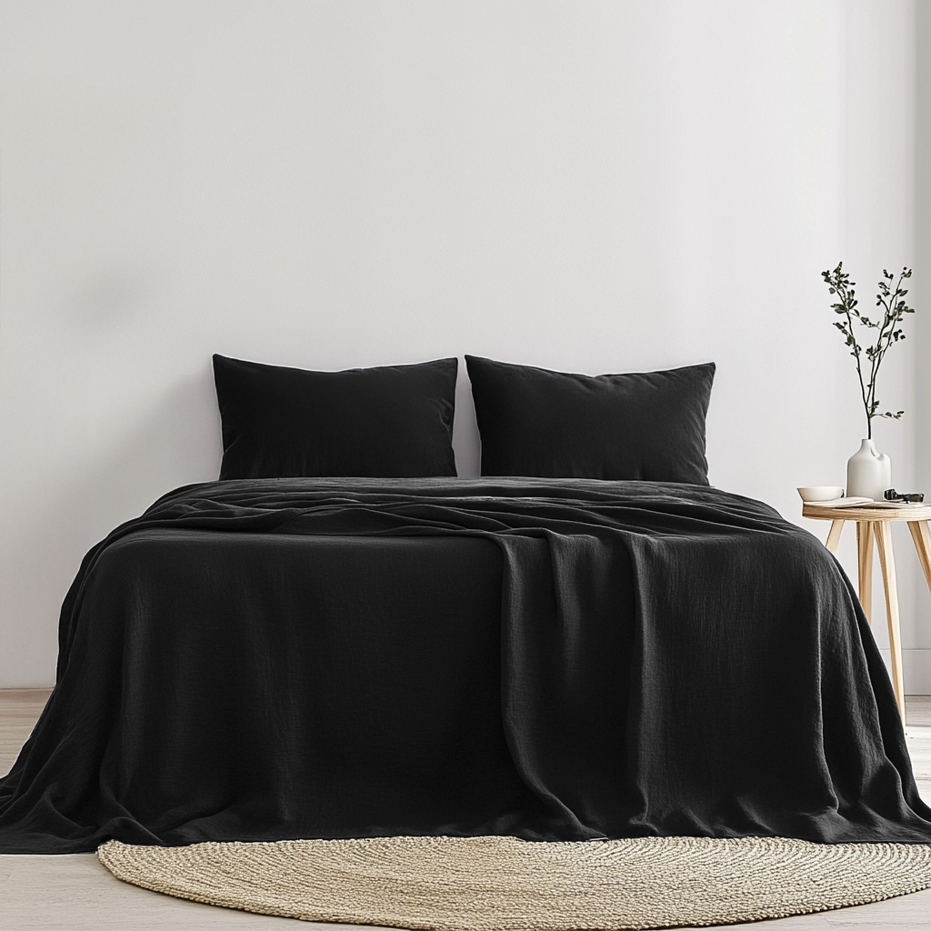 Black Linen Flat Sheet