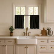 Black Linen Kitchen Curtains
