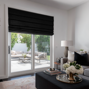 Black Linen Patio Door Blackout Roman Shades
