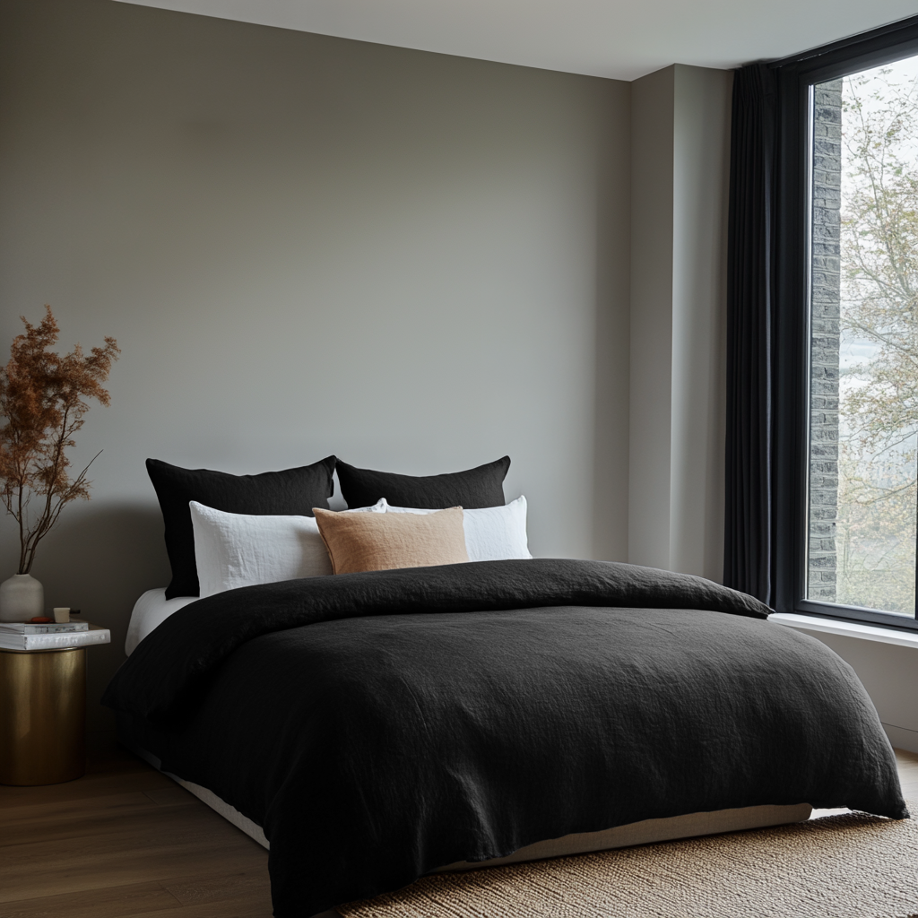 Black Linen Duvet Cover
