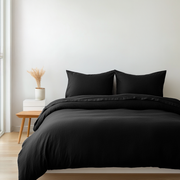 Black Natural Linen Duvet Cover Set