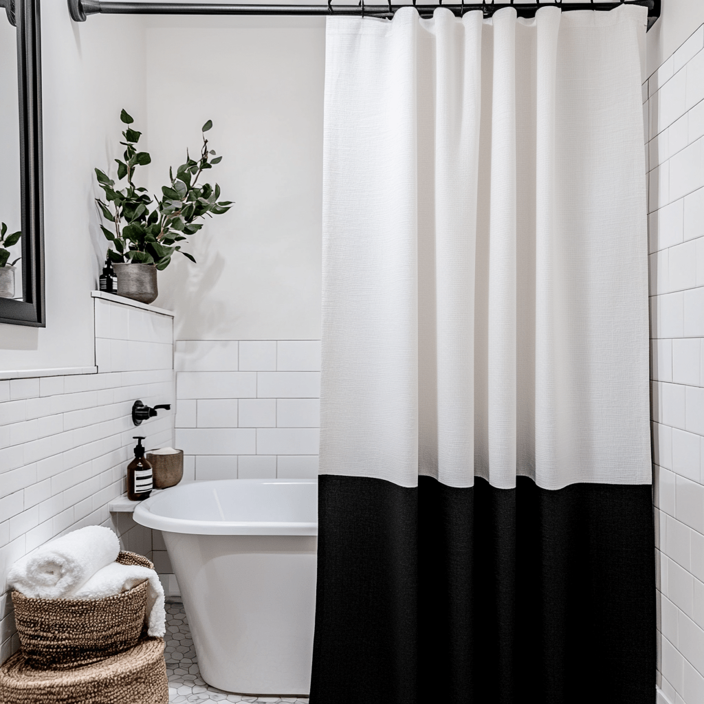 Black and White Linen Shower Curtain – Unlined or Waterproof – Custom ...