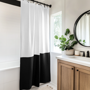 Black and White Linen Shower Curtain