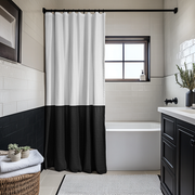 Black and White Linen Shower Curtain
