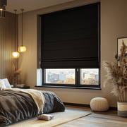 Extra Wide Black Blackout Roman Shades