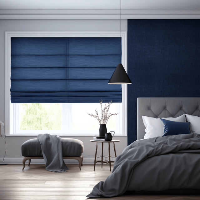 Blue Linen Roman Shades - 100% Belgian Flax Linen - Unlined, Blackout ...