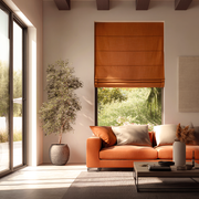 Burnt Orange Linen Roman Shades - Blackout Lining