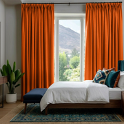 Burnt Orange Linen Thermal Pinch Pleat Curtains