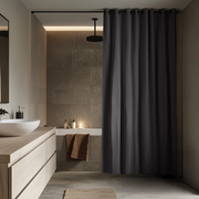 Charcoal Hookless Linen Shower Curtain
