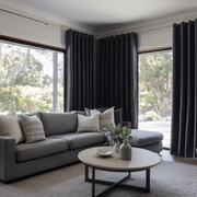 Charcoal Grey Grommet Linen Curtain Panel with Blackout Lining