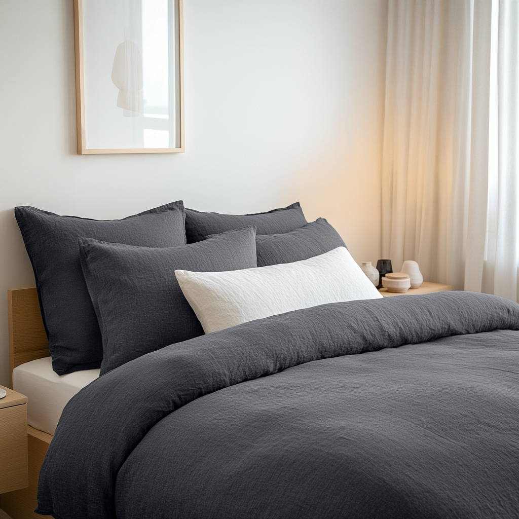 Charcoal Grey Linen Duvet Cover