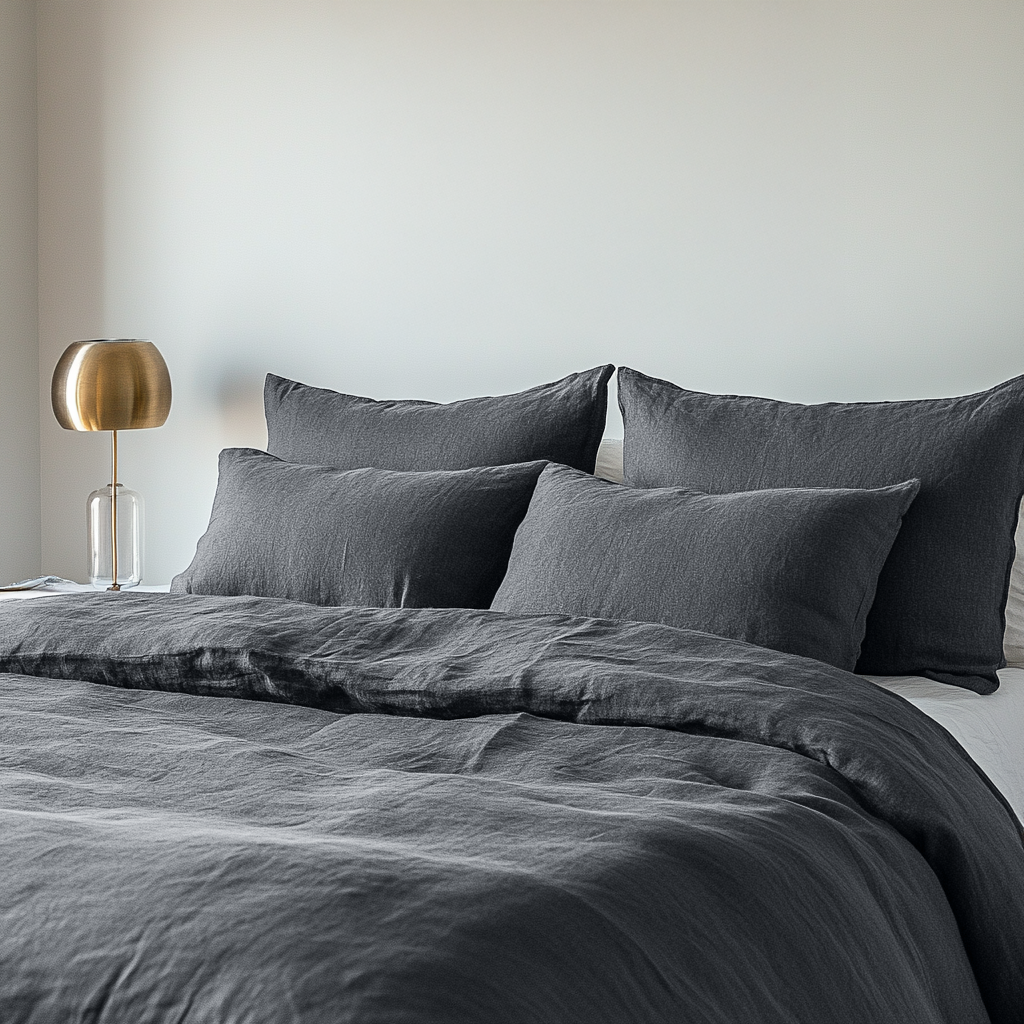 Charcoal Grey Linen Duvet Cover Set