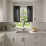 Charcoal Grey Linen Kitchen Curtains