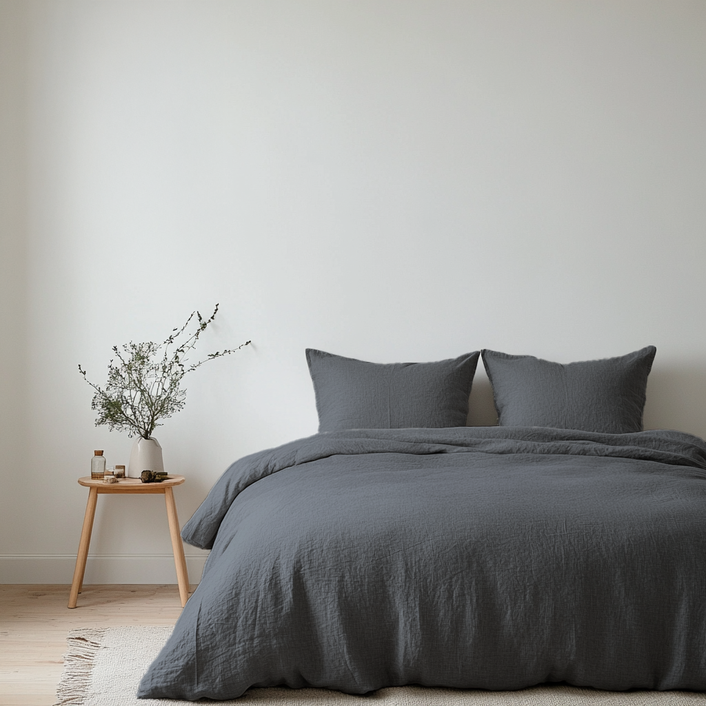 Charcoal Grey Linen Duvet Cover Set