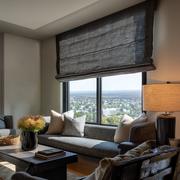 Charcoal Linen Roman Shades - Cotton Lining
