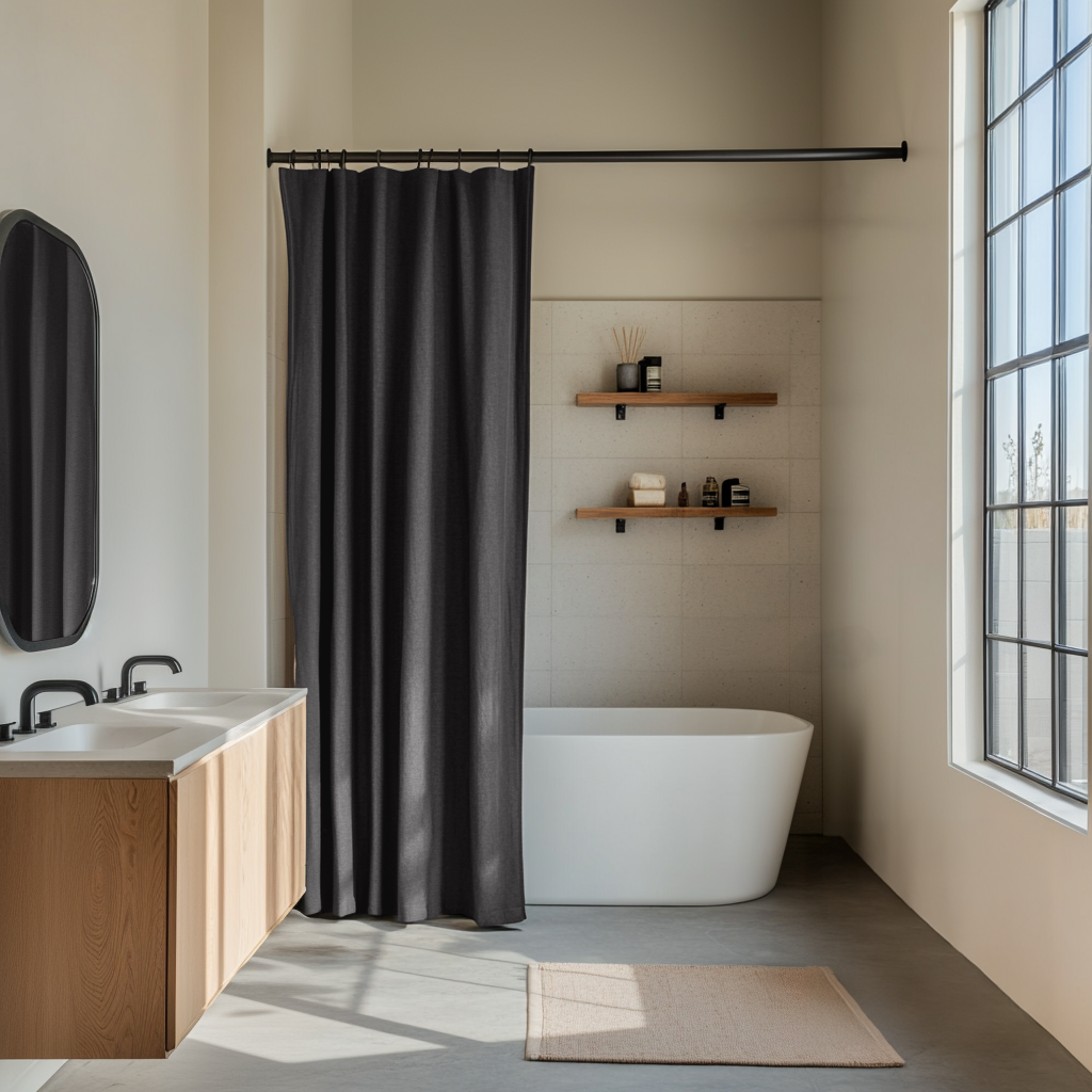 3H Linen Shower Curtain