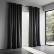 Charcoal Grey Linen Thermal Grommet Curtains